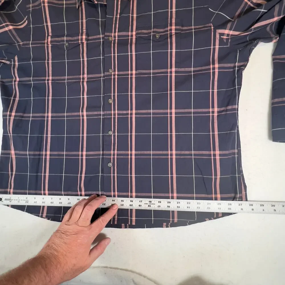 Wrangler Flex for Comfort Button Down Shirt Men 3XL Blue Pink Plaid Long Sleeve